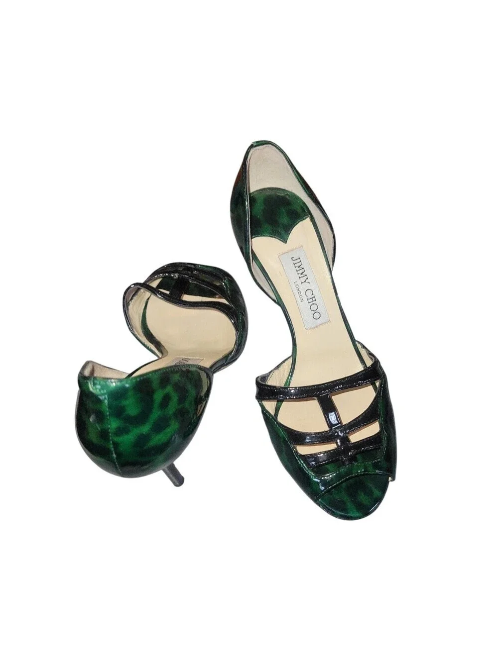 Jimmy Choo Green and Black Patent Leather  D'Orsay 3.5